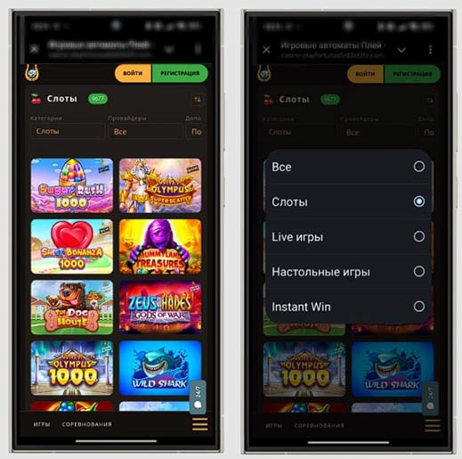 Каталог развлечений в Play Fortuna